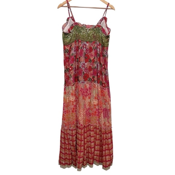 DIMRI Floral Cotton Tiered Boho Patchwork Maxi Dress Size Medium - Picture 2 of 10